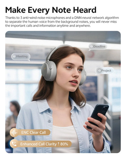 QCY H3S Over Ear Headphone Hi-Res LDAC Spatial Sound Headset H3S -56dB Adaptive ANC Wireless Earphone Bluetooth 6.0 102Hrs