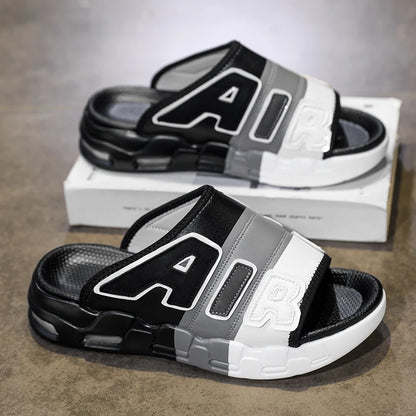 Summer Men Slippers Casual Sandals Platform Bubble Outdoor Beach Sandals Garden Shoes Male Comfortable Home Slides Loafers 39-47