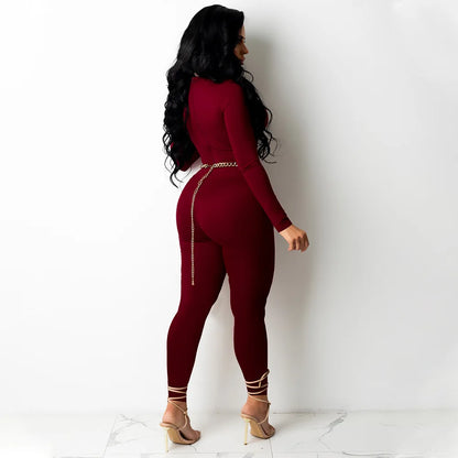 CM.YAYA Women Hollow Out Cross Sexy Party Clubwear Long Sleeve Jumpsuits 2024 Winter Autumn Street Crop One Piece Suit Rompers