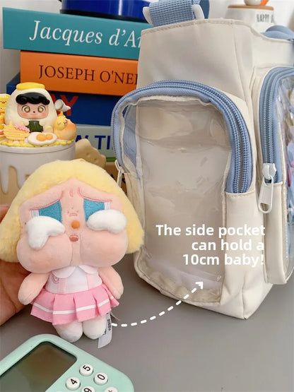 Trendy Transparent Crossbody Bag for Girls Large Capacity Shoulder Bags Fashionable School Style Texture and Versatile Ita Bag