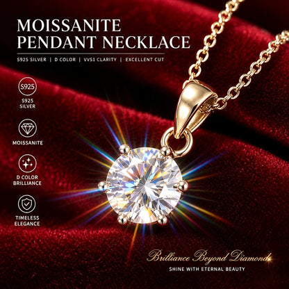 18K Gold Plated 1.0ct VVS1 D Color With Certificate Moissanite Necklace S925 Sterling Sliver Fine Jewelry for Woman Jewelry Gift