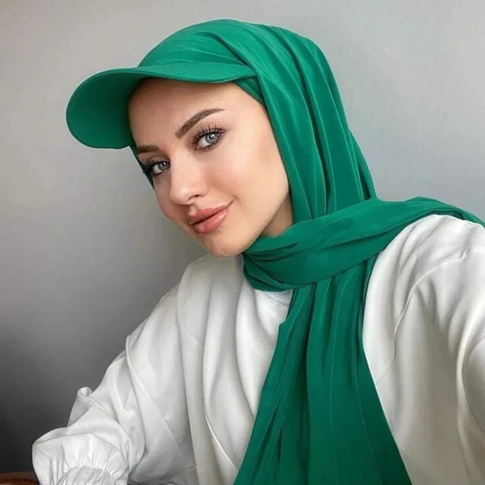 Trendy Musilm Women Jersey Hijab with Base Ball Cap Summer Sports Cap Ready To Wear Instant Jersey Sport HIjabs