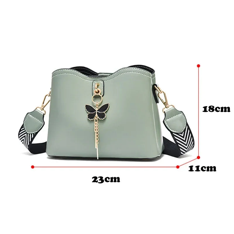 2025 Women White Handbag New Designer Butterfly Tassel PU Leather Messenger Bags Ladies Crossbody Female Tote Shoulder Bag
