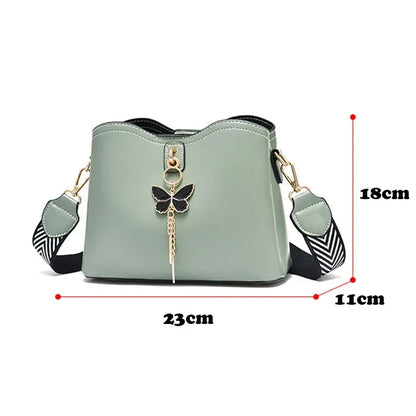 2025 Women White Handbag New Designer Butterfly Tassel PU Leather Messenger Bags Ladies Crossbody Female Tote Shoulder Bag