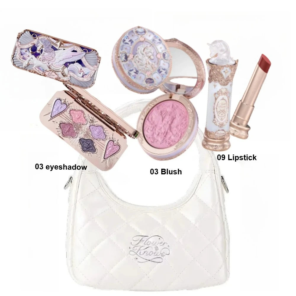 Makeup Flower Knows Set Swan Ballet Series Six Color Eyeshadow Palette Embossed Blusher Shine Lipstick Kit With Bag All In