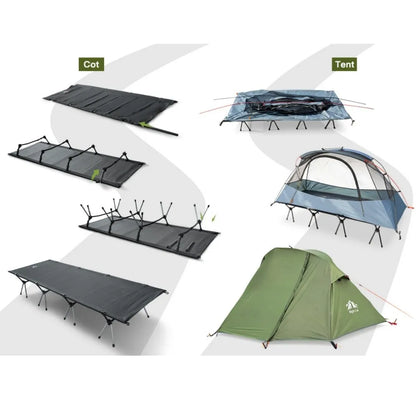 Night Cat 1 Person Elevated Camping Cot Tent 4 Modes Convertible Off-Ground Tent Waterproof Outdoor Mesh Inner Tent Camping Hiking Cot Tent Combo with Vestibule