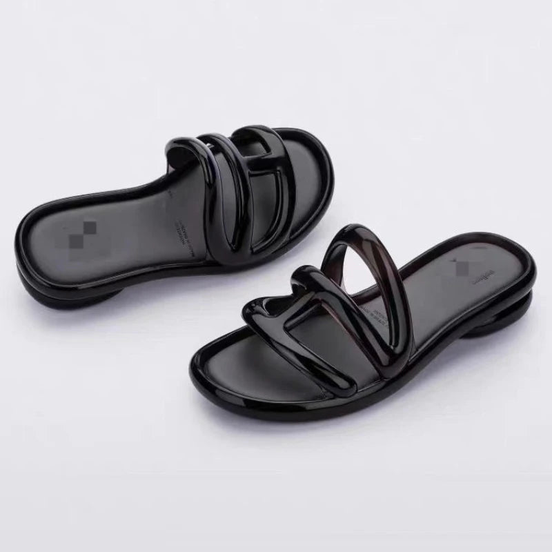 Summer Women's Slippers Adult Girls Wide Width Thick Bottom 2.8cm Heels Ladies Anti-slip Beach Shoe Jelly Beach Shoes