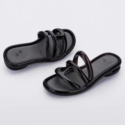 Summer Women's Slippers Adult Girls Wide Width Thick Bottom 2.8cm Heels Ladies Anti-slip Beach Shoe Jelly Beach Shoes