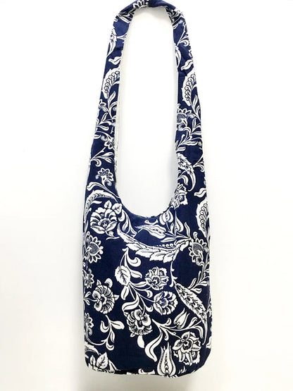 Bohemian Boho Crossbody Bag Women's Bucket Shoulder Bags Ladies Ethnic Canvas Casual Shopping Travel Messenger Bag Hippie Tote