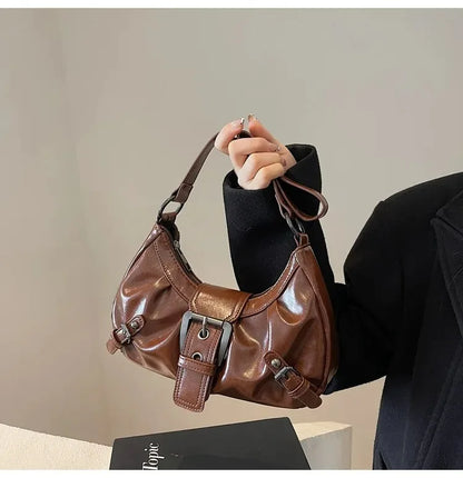 Y2K Retro Pleated Hobo Shoulder Bag for Women Hot Selling Maillard Style Underarm Bag Clutch Handbags for Travel Work Shopping