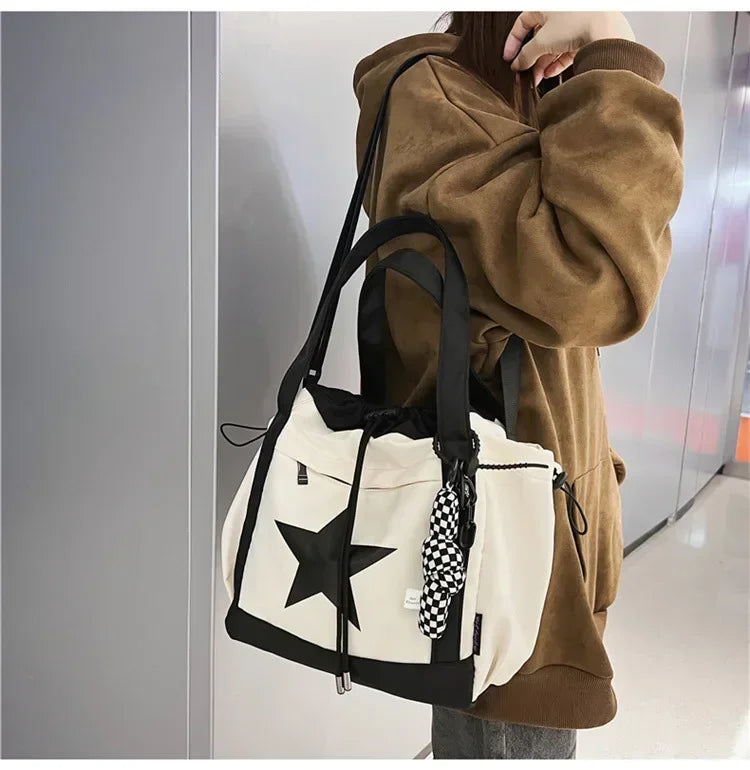 Women New Crossbody Bag Wholesale Large Capacity Couple Shoulder Bag New Casual Nylon Tote Bag Luxury Drawstring Handbag 2025