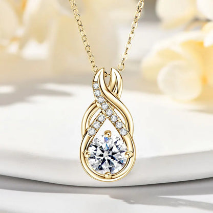 IOGOU Luxury 6.0CTW 8MM VVS1 Moissanite Jewelry Set 925 Silver Infinity Pendant Necklace Drop Hoop Earrings Sets for Women Gifts