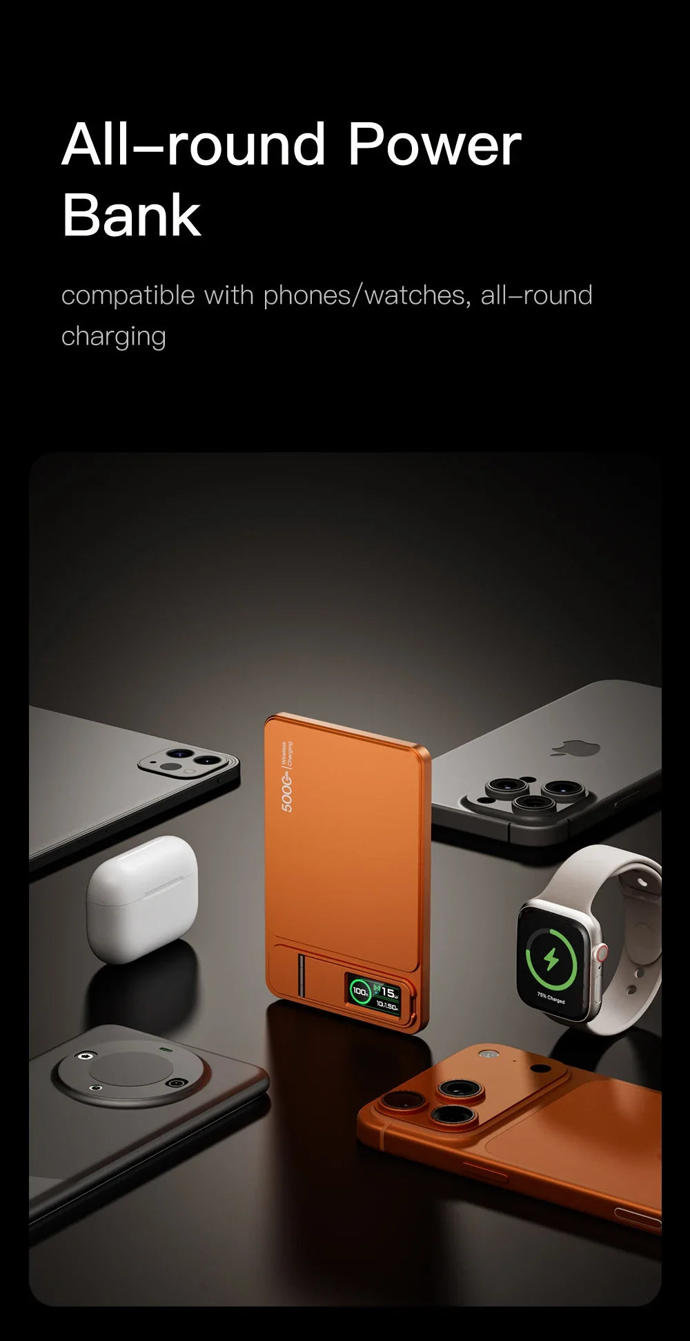10000mAh Magnetic Powerbank 15W Wireless Power bank PD 20W Fast Charing External Battery For MagSafe iPhone 12-17 Pro Watch