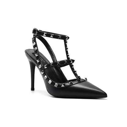 Women's Gladiator sandals Summer 2026 Luxury With Ankle Strap Pointed Toe Fashion Rivet High Heels Party Ladies Shoes Women 10cm