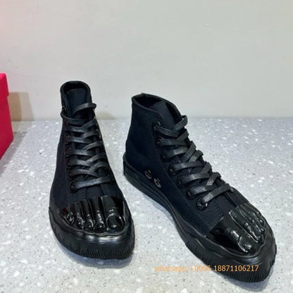 Golden Five Fingers Catwalk Ladies Shoes 2024 Summer New Sexy Street Thick Sole Sports Casual Pumps Model Party Lace Up Sneakers