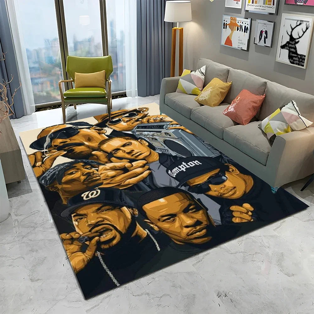 Legend Star Hip Hop Rapper Art Carpet Rug for Home Living Room Bedroom Sofa Doormat Decor,kids play Area Rug Non-slip Floor Mat