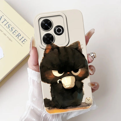 Casing For Redmi 13 Case 13 5G Cute Cat Fashion Luxury Flowers Silicone Shockproof Back Cover For Redmi 13 5G Phone Case Bumper