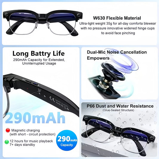 2026 New Smart Glasses Men 800W Camera Video Recording AI Recog Bluetooth Call Voice Translation Outdoor Driving Sunglasses
