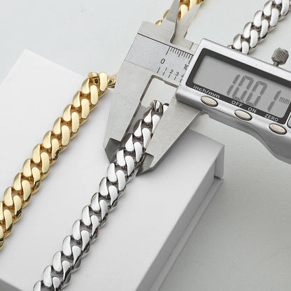 ICEBLING Moissanite 925 Silver Monaco Chain 14K Gold Plated Thick Iced Out Diamond Clasp Flat Cuban Link Choker Necklace Men