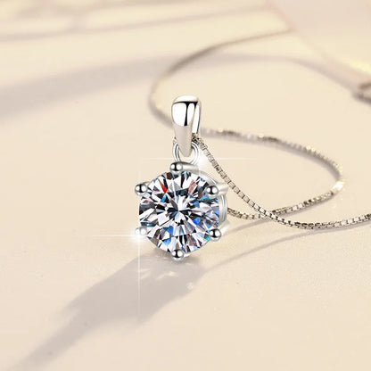 1Carat Genuine Moissanite Pendant Necklace for Women Top-Quality 925 Sterling Silver High End Jewelry Ideal for Weddings Parties
