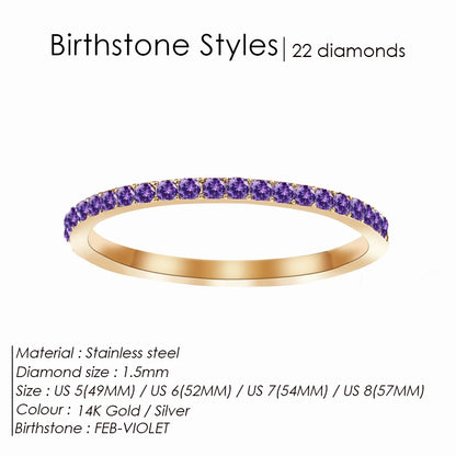 EMANCO Rhinestone Birthstone Stainless Steel Ring Luxury Jewelry Gift 12 Zodiac Sparkling Rings for Women Wholesale US5/6/7/8