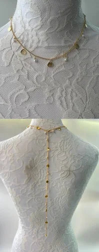 Elegant Crystal Bride Back Chain Necklace Dress Accessories Gift Fashion Round Rhinestone Backless Necklace Wedding Body Jewelry
