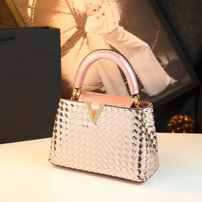 Genuine Leather Woven Handbag For Women 2026 New Light Luxury Women's Shoulder Bag Fashion Commuter Messenger Bag Versatile