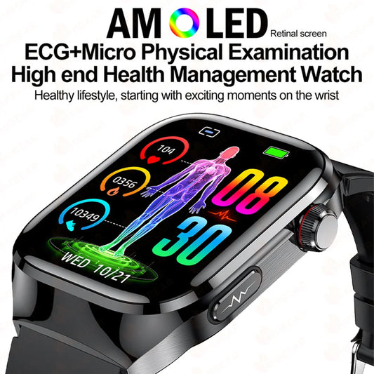 TK16 Smart Watch Men 2.04 Inch Amoled Bluetooth Call AI Voice ECG Health Monitoring SOS Sports Fitness Tracker Women Smartwatch