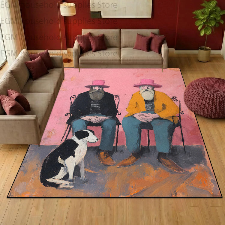 Retro Pop Art Oil Painting Carpet for Living Room Bohemian Home Decor Large Area Rugs Non-slip Washable Bedroom Fluffy Floor Mat