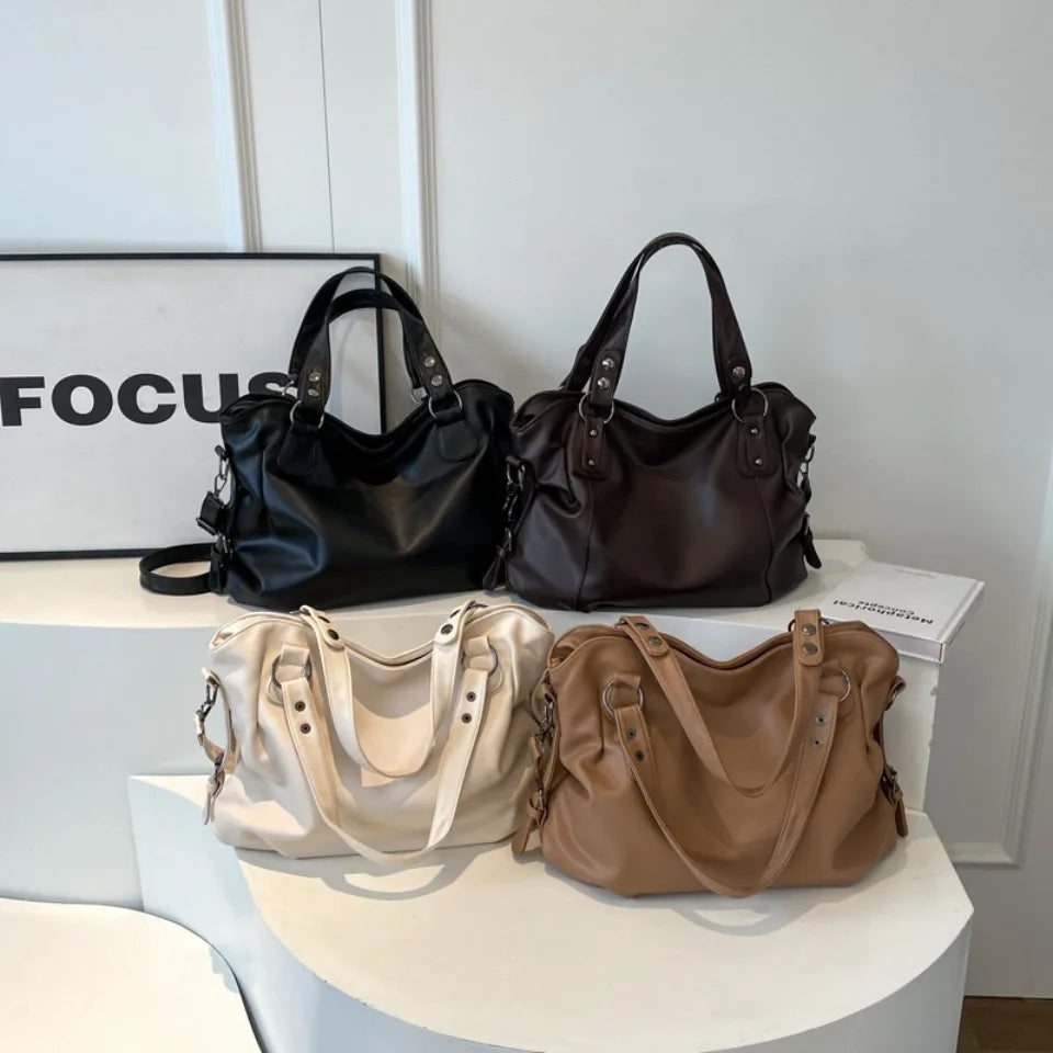 Women's Large Capacity Shoulder Casual Tote Bag Laptop Roomy Handbag Soft Leather Crossbody Business Black Big Bag A4 Sac A Main