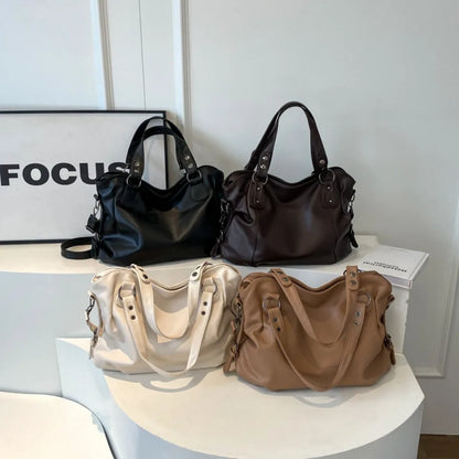 Women's Large Capacity Shoulder Casual Tote Bag Laptop Roomy Handbag Soft Leather Crossbody Business Black Big Bag A4 Sac A Main