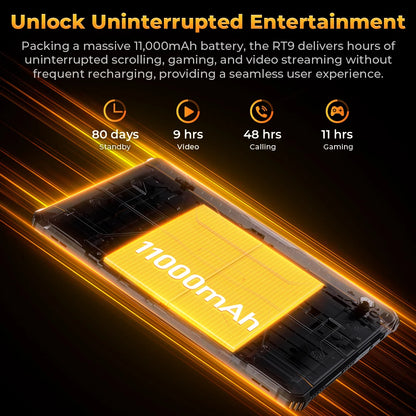 OUKITEL RT9 Rugged Tablet - 10.1" HD Display, 24(6+18)GB+256GB, IP68 IP69K Waterproof, 11000mAh Battery Android 14 Tablet PC