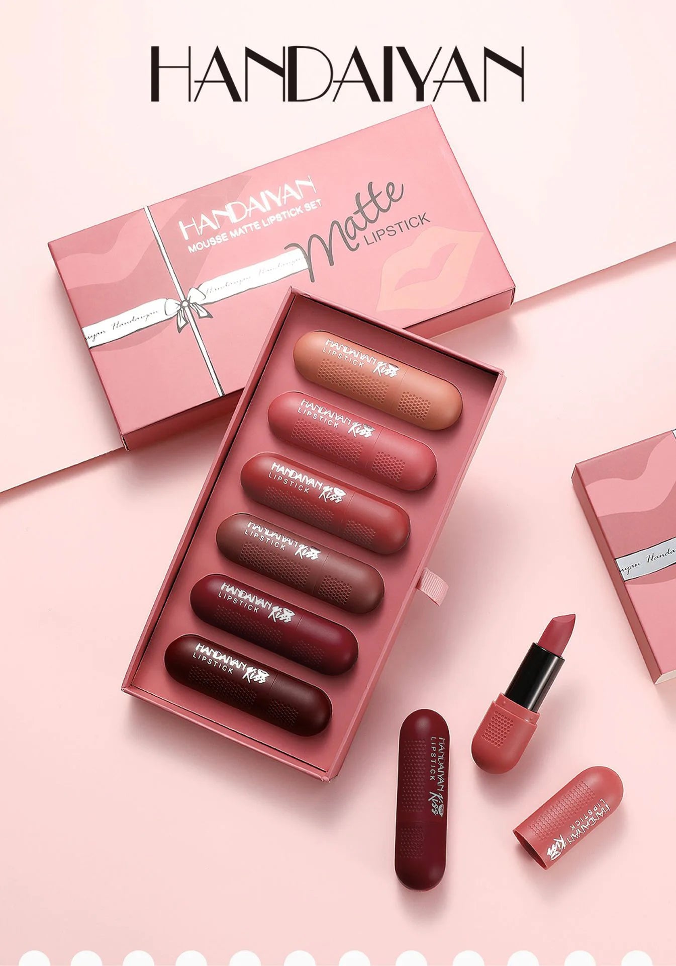 6 Colors Matte Lipstick Set for Women Long Lasting Velvet Texture Non-Drying Radio Tube Makeup Lipsticks Set Gift Box Included
