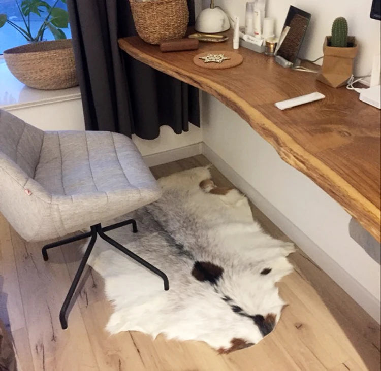 Natural Cow Flower Black and White Whole Goatskin Chair Cushion Vintage Primitive Antique Carpet Floating Window Camping Rugs