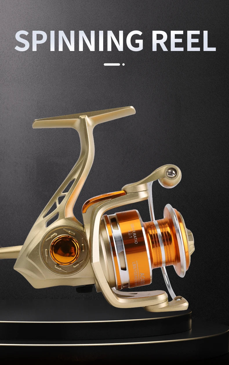 BILLINGS Spinning Reel,AC 1000-7000 Series,Max Drag 10KG,Metal Spool,5.2:1 Gear Ratio,for Freshwater Saltwater Fishing