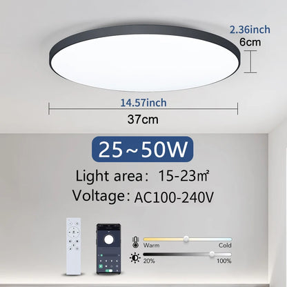 MARPOU Smart Ceiling Lamp LED Lamp for Bedroom Large Ceiling Lamps LED Lights with Remote Control Dimmable LED Lights for Room