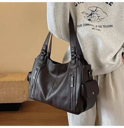 Soft Interior Compartment Shoulder Bags 2024 High Quality Contrasting Colors Bags for Women Fashion Zipper Pu Women's Handbags