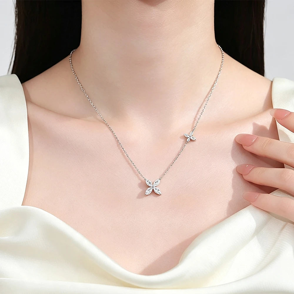 1.6cttw Butterfly D Color Moissanite Pendant Necklace for Women 925 Silver Marquise Cut Diamond Wedding Gift Fine Jewelry GRA
