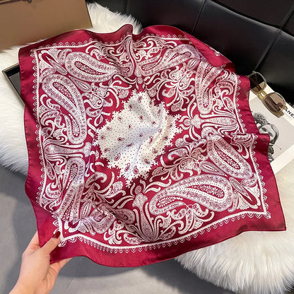 2025 Korean Satin Silk Scarf 70cm Square Women Fashion Shawl Wrap Neckerchief New Elegant