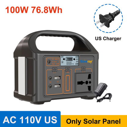 Gaiaray 100W Portable Power Station AC 220V 110V Solar Generator Outdoor Emergency Power Bank 76.8Wh LiFePO4 Battery For Camping