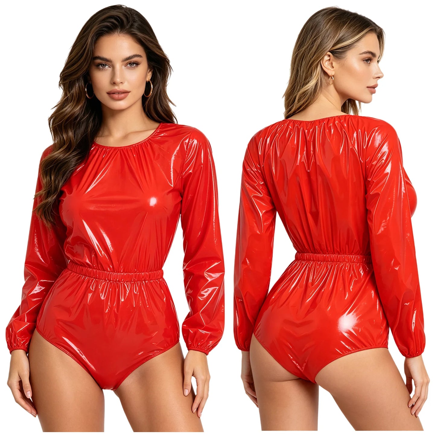 Men Women Waterproof Glossy Bodysuit Leak-proof Washable Diaper Cover Elderly Bedridden Special Needs Adaptive Jumpsuit Swimwear