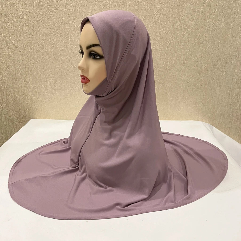 H124 Adults high quality big size muslim hijab scarf with chin part islamic headscarf hats armia pull on headwrap turban caps