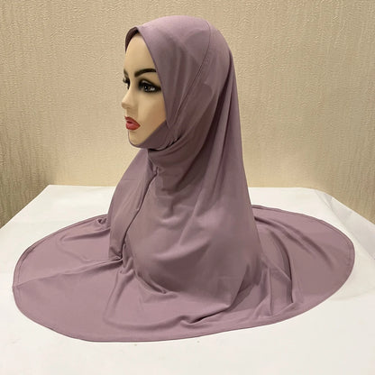 H124 Adults high quality big size muslim hijab scarf with chin part islamic headscarf hats armia pull on headwrap turban caps