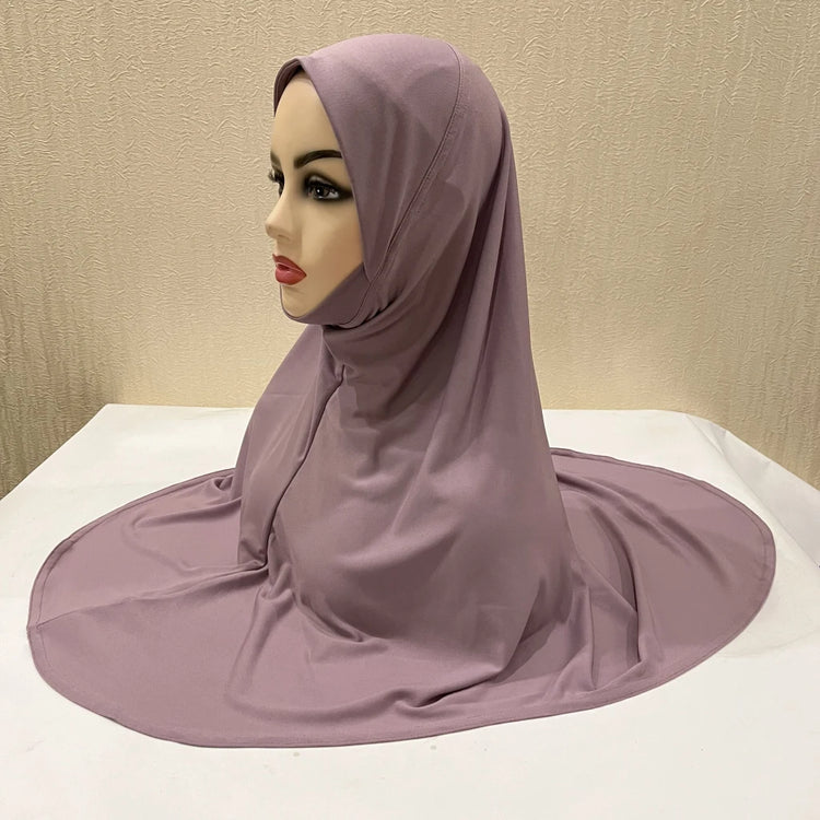 H124 Adults high quality big size muslim hijab scarf with chin part islamic headscarf hats armia pull on headwrap turban caps