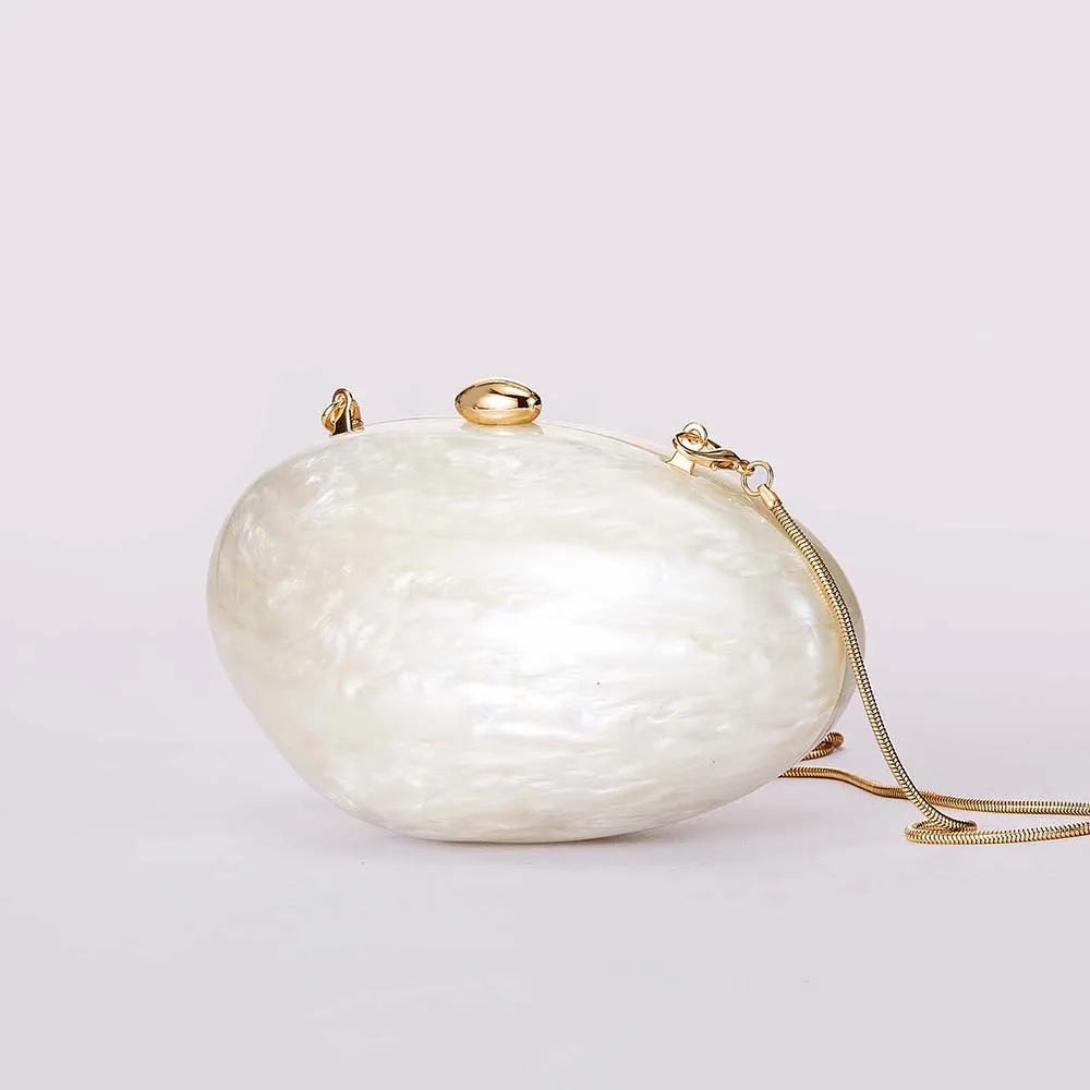 Oval Marble Beige Shell Acrylic Luxury Elegant Lady Evening Bag Cute Handbag Wedding Lady Girl Female Mini Purse