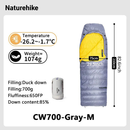 Naturehike 2025 New CW700 Camping Sleeping Bag Ultralight Warm 3 Season Sleeping Quilt Waterproof 700g Duck Down Sleeping Bags