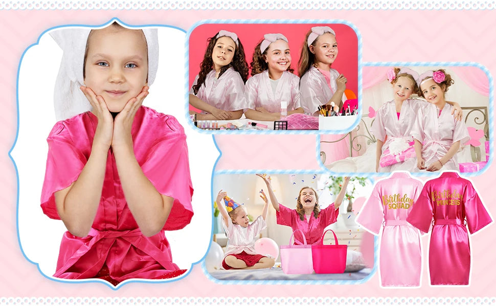 40 Pcs Girls Spa Party Supplies 10 Birthday Squad Princess Robe 10 Tote Bags 10 Headbands 10 Spa Masks for Birthday