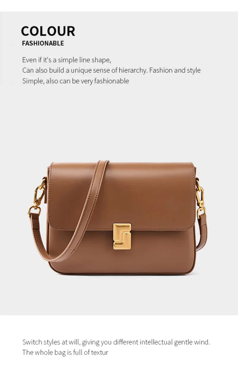 Luxury Genuine Leather Women Bag 2025 New Women's Shoulder Bag High Quality Cowhide Square Crossbody Bags Designer Handbags
