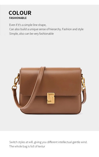 Luxury Genuine Leather Women Bag 2025 New Women's Shoulder Bag High Quality Cowhide Square Crossbody Bags Designer Handbags