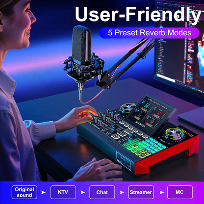 Tenlamp G10 Professional Microphone Bundle with Voice Changer & Reverb Kit for Podcasting, Influencers, Kols, Singing, Gaming, And Djing. This Controller Equipment Is Designed for Studio-Quality Recording And Electronic Music